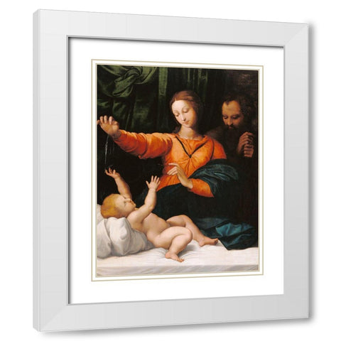 The Holy Family (The Madonna del Velo; Madonna di Loreto) White Modern Wood Framed Art Print with Double Matting by Unknown