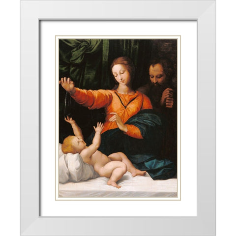 The Holy Family (The Madonna del Velo; Madonna di Loreto) White Modern Wood Framed Art Print with Double Matting by Unknown
