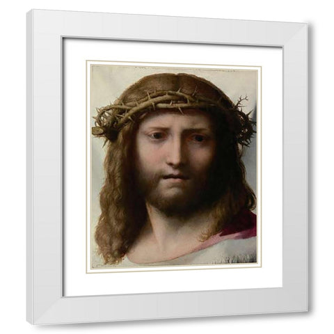 Head of Museumist White Modern Wood Framed Art Print with Double Matting by Allegri, Antonio