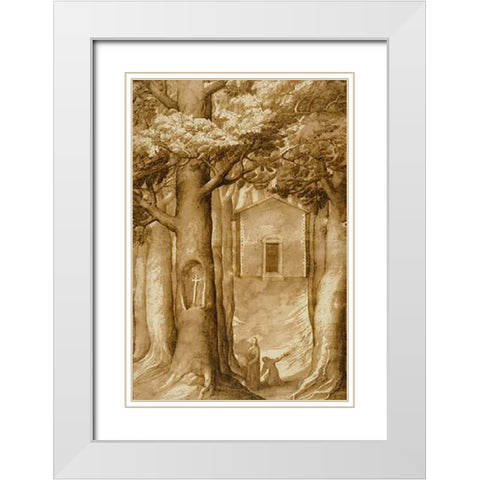 La Verna: The Chapel of the Blessed Giovanni della Verna White Modern Wood Framed Art Print with Double Matting by Ligozzi, Jacopo