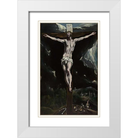 Museumist on the Cross White Modern Wood Framed Art Print with Double Matting by Domenico Theotocopuli), El Greco