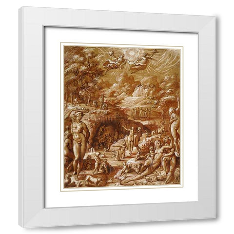 The Age of Gold White Modern Wood Framed Art Print with Double Matting by Zucchi, Jacopo