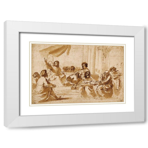 Christ Preaching in the Temple White Modern Wood Framed Art Print with Double Matting by Barbieri, Giovanni Francesco