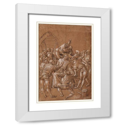 The Mocking of Christ White Modern Wood Framed Art Print with Double Matting by Deutsch, Niklaus Manuel