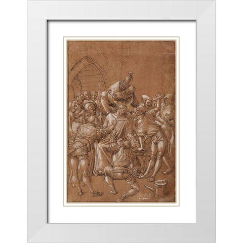 The Mocking of Christ White Modern Wood Framed Art Print with Double Matting by Deutsch, Niklaus Manuel