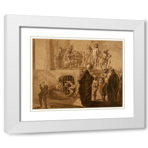 Christ Before Pilate White Modern Wood Framed Art Print with Double Matting by KnÃ¼pfer, Nikolaus