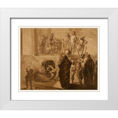 Christ Before Pilate White Modern Wood Framed Art Print with Double Matting by KnÃ¼pfer, Nikolaus