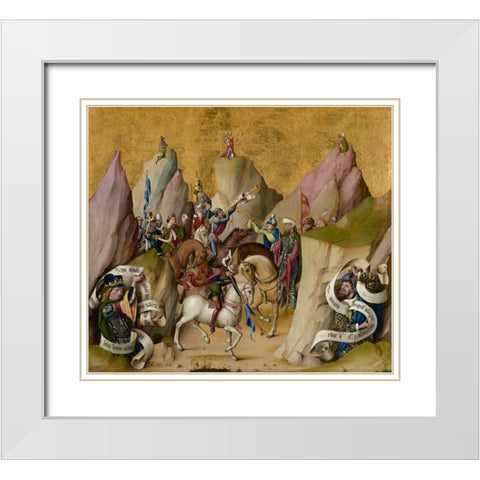 The Meeting of the Three Kings, with David and Isaiah (recto); The Assumption of the Virgin (verso) White Modern Wood Framed Art Print with Double Matting by Master of the St. Bartholomew Altarpiece,