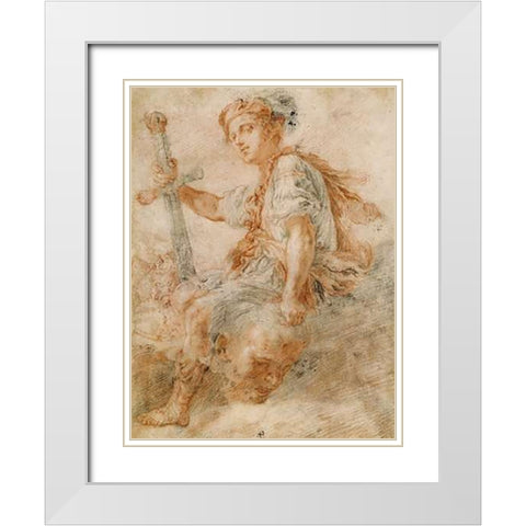 David with the Head of Goliath White Modern Wood Framed Art Print with Double Matting by Fetti, Domenico