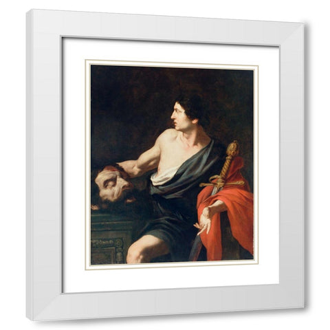 David with the Head of Goliath White Modern Wood Framed Art Print with Double Matting by Novelli, Pietro