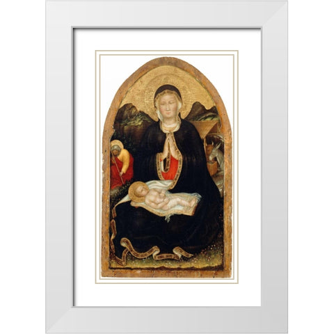 Nativity White Modern Wood Framed Art Print with Double Matting by Da Fabriano, Gentile