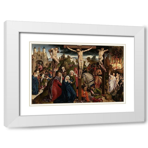 The Crucifixion White Modern Wood Framed Art Print with Double Matting by Master, Vintagesibly Andre dYpres, Dreux Bude