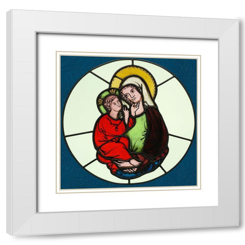 The Virgin and Child White Modern Wood Framed Art Print with Double Matting by Illuminator, Unknown 14th Century Austrian