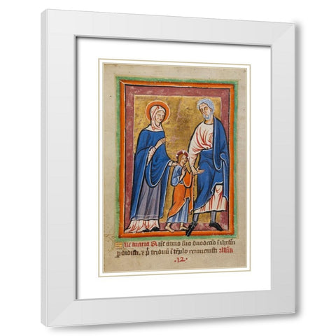Christ Led to Jerusalem by Mary and Joseph White Modern Wood Framed Art Print with Double Matting by Illuminator , Unknown 12th Century