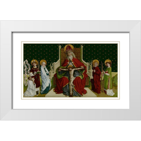 The Trinity with the Virgin, Saints John the Evangelist, Stephen and Lawrence and a Donor White Modern Wood Framed Art Print with Double Matting by Von Andlau, Peter Hemme
