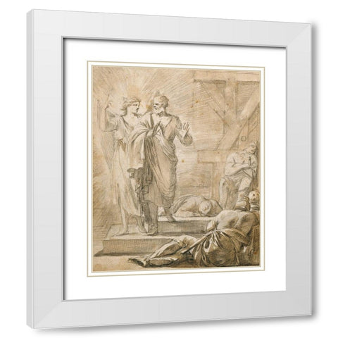 The Liberation of Saint Peter White Modern Wood Framed Art Print with Double Matting by de La Hyre, Laurent