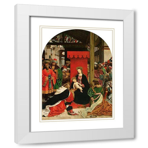 Adoration of the Magi White Modern Wood Framed Art Print with Double Matting by Ferrari, Defendente