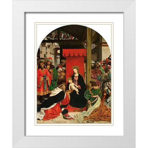 Adoration of the Magi White Modern Wood Framed Art Print with Double Matting by Ferrari, Defendente
