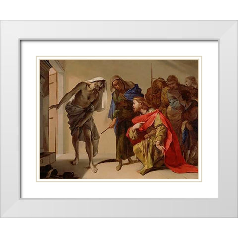The Shade of Samuel Invoked by Saul White Modern Wood Framed Art Print with Double Matting by Cavallino, Bernardo