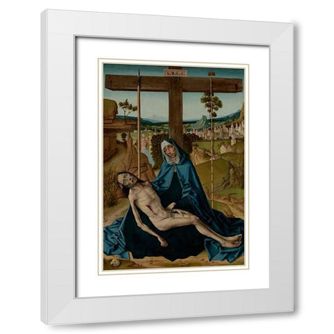 Pieta White Modern Wood Framed Art Print with Double Matting by Gallego, Circle of
