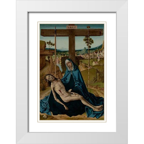 Pieta White Modern Wood Framed Art Print with Double Matting by Gallego, Circle of