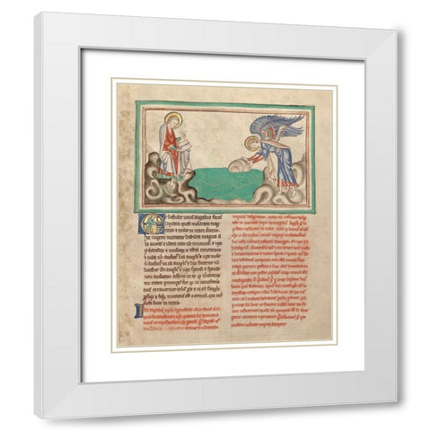 An Angel Casting a Millstone into the Sea White Modern Wood Framed Art Print with Double Matting by Illuminator, Unknown 13th Century