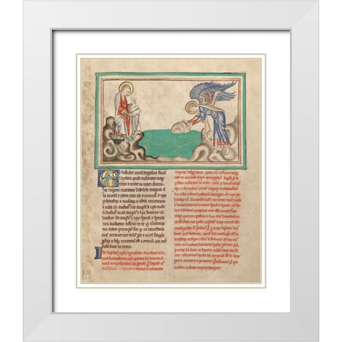 An Angel Casting a Millstone into the Sea White Modern Wood Framed Art Print with Double Matting by Illuminator, Unknown 13th Century