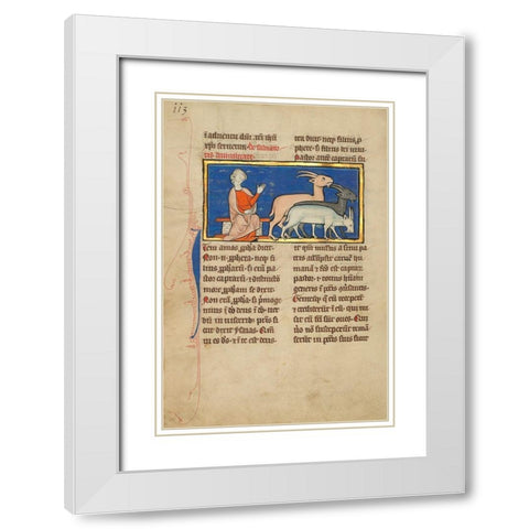 Amos and Three Goats White Modern Wood Framed Art Print with Double Matting by Illustrator, Unknown 13th Century