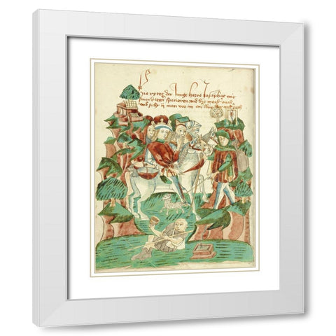 Josaphat Meeting a Blind Man and a Beggar White Modern Wood Framed Art Print with Double Matting by Illuminator, Unknown 15th Century German