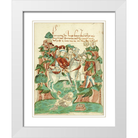 Josaphat Meeting a Blind Man and a Beggar White Modern Wood Framed Art Print with Double Matting by Illuminator, Unknown 15th Century German