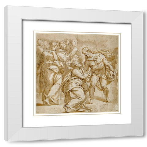 The Incredulity of Thomas White Modern Wood Framed Art Print with Double Matting by Tibaldi, Pellegrino