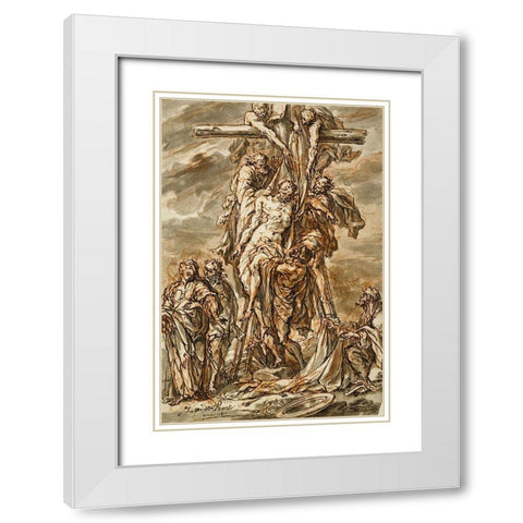 Descent from the Cross White Modern Wood Framed Art Print with Double Matting by Roos, Phillip