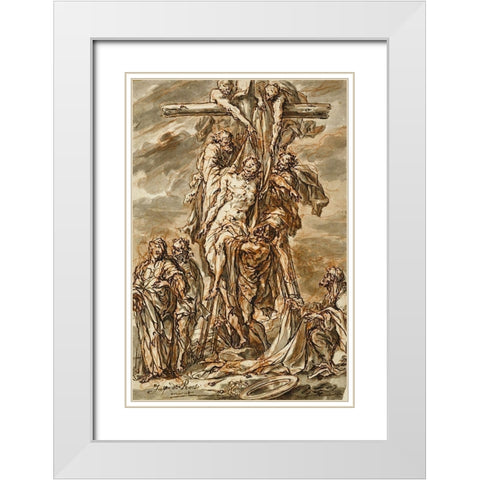 Descent from the Cross White Modern Wood Framed Art Print with Double Matting by Roos, Phillip