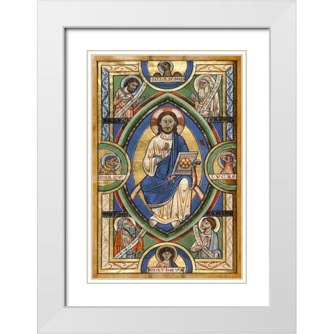 Christ in Majesty White Modern Wood Framed Art Print with Double Matting by Illuminator, Unknown 12th Century