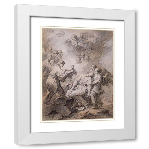 The Agony in the Garden White Modern Wood Framed Art Print with Double Matting by Vanloo, Carle