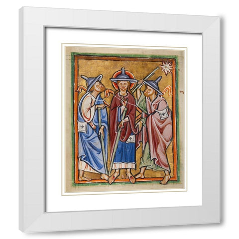 The Road to Emmaus White Modern Wood Framed Art Print with Double Matting by Illuminator, Unknown 12th Century English