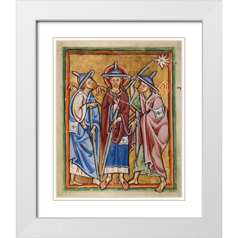 The Road to Emmaus White Modern Wood Framed Art Print with Double Matting by Illuminator, Unknown 12th Century English