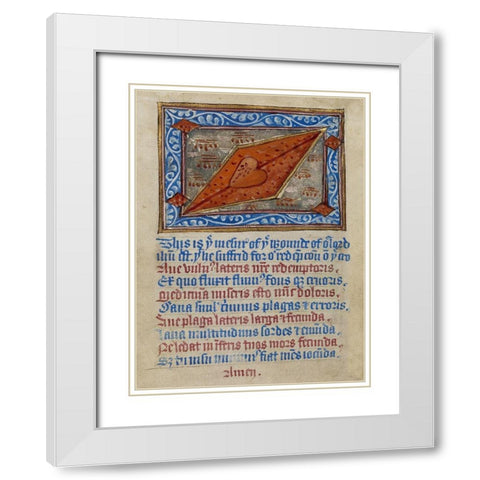Christs Side Wound White Modern Wood Framed Art Print with Double Matting by Illuminator, Unknown 12th Century English