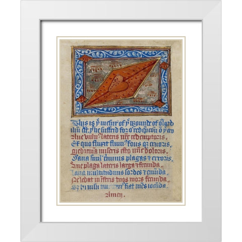 Christs Side Wound White Modern Wood Framed Art Print with Double Matting by Illuminator, Unknown 12th Century English