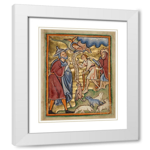 The Angel Appearing to Joachim White Modern Wood Framed Art Print with Double Matting by Illuminator, Unknown 12th Century English