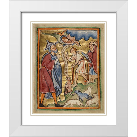 The Angel Appearing to Joachim White Modern Wood Framed Art Print with Double Matting by Illuminator, Unknown 12th Century English