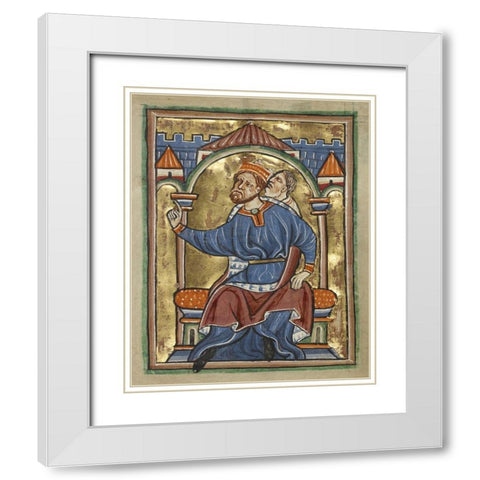 Herod Enthroned White Modern Wood Framed Art Print with Double Matting by Illuminator, Unknown 12th Century English