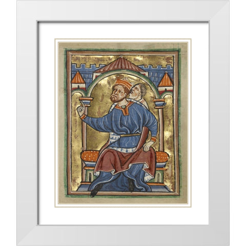 Herod Enthroned White Modern Wood Framed Art Print with Double Matting by Illuminator, Unknown 12th Century English