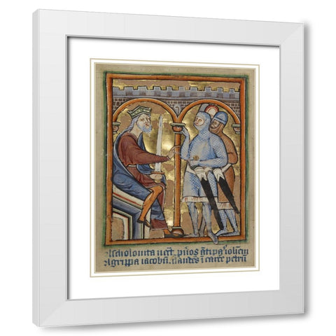 Herod Giving Orders to His Soldiers White Modern Wood Framed Art Print with Double Matting by Illuminator, Unknown 12th Century English