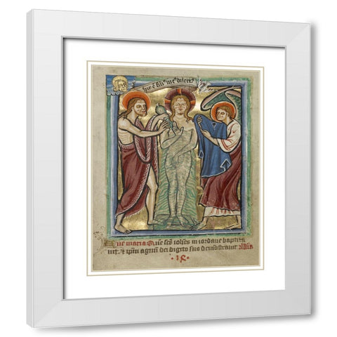 The Baptism of Christ White Modern Wood Framed Art Print with Double Matting by Illuminator, Unknown 12th Century English