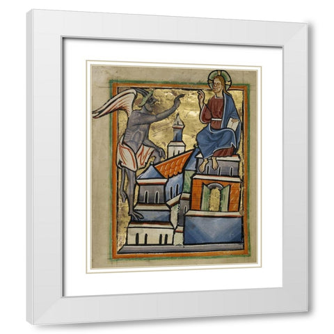 The Second Temptation White Modern Wood Framed Art Print with Double Matting by Illuminator, Unknown 12th Century English