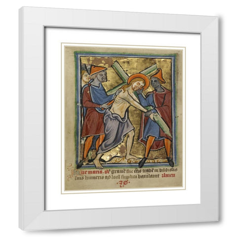 Christ Carrying the Cross White Modern Wood Framed Art Print with Double Matting by Illuminator, Unknown 12th Century English