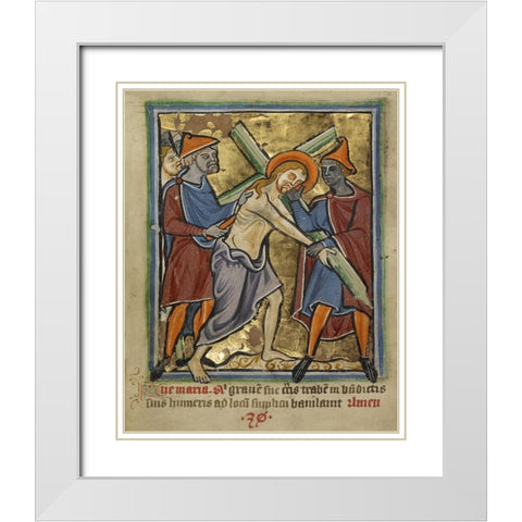 Christ Carrying the Cross White Modern Wood Framed Art Print with Double Matting by Illuminator, Unknown 12th Century English
