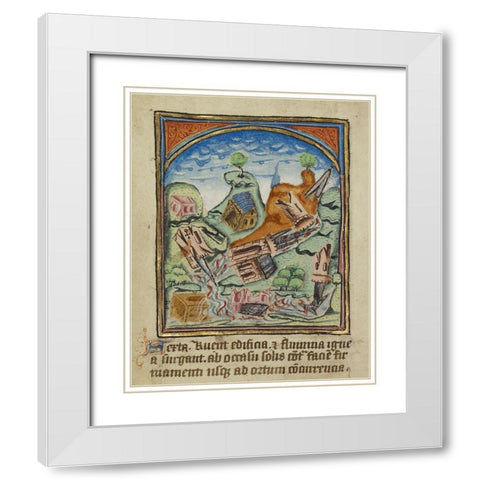 The Sixth Sign before the Day of Judgement White Modern Wood Framed Art Print with Double Matting by Illuminator, Unknown 12th Century English