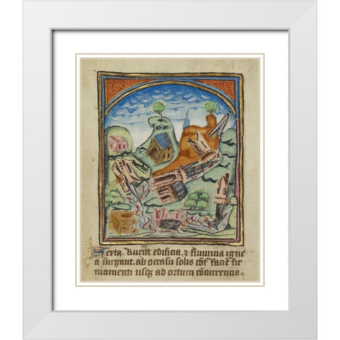The Sixth Sign before the Day of Judgement White Modern Wood Framed Art Print with Double Matting by Illuminator, Unknown 12th Century English